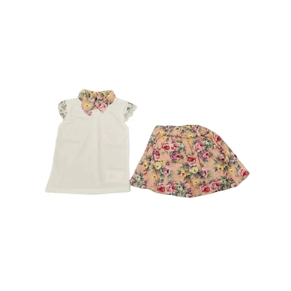 3T Pink Pearl 3 piece Shirt, Skirt, Necklace Set Baby/Toddler Outfit - Picture 3 of 6